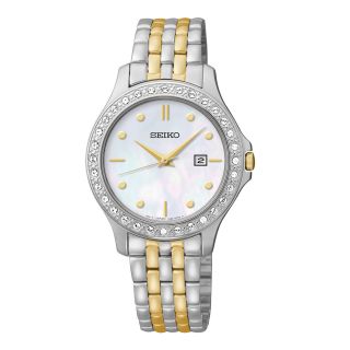 Seiko Womens Mother of Pearl Dial Swarovski Stainless Steel Watch