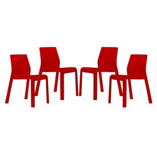 Denville Transparent Red Plastic Dining Accent Chair (set Of 4)