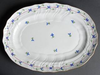 Herend Blue Garland (Pbg) 15 Oval Serving Platter, Fine China Dinnerware   Blue