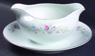 Florenteen Fantasia Gravy Boat with Attached Underplate, Fine China Dinnerware  