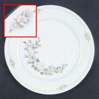 Baum Brothers Kimberly Dinner Plate, Fine China Dinnerware   Multifloral,Gray&Wh