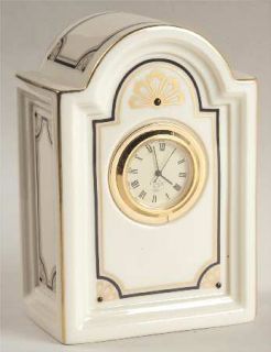 Lenox China Brunswick Quartz Clock, Fine China Dinnerware   Gold Fan,Black Ename
