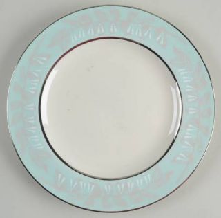 Nancy Prentiss Foxhall Salad Plate, Fine China Dinnerware   Mint Green Rim, Pink