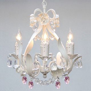 Wrought Iron And Crystal Mini 4 light Chandelier