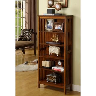 Furniture Of America Oak Finish Solid Birch Frame Bungalow Media Shelf