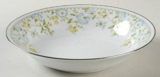 Noritake Flourish Coupe Soup Bowl, Fine China Dinnerware   Blue/Yellow Flowers B