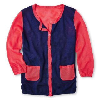 Total Girl Colorblock Cardigan   Girls 6 16 and Plus, Sapphire/teaberry (Blue),