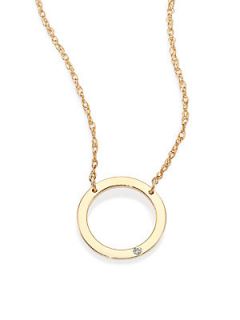Jennifer Zeuner Jewelry Hannah Diamond & Yellow Gold Vermeil Circle Necklace   Y