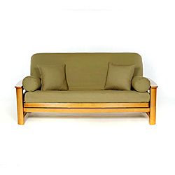 Olive Green Full size Futon Cover (Olive greenMaterials CottonSlip resistantTailored3 sided concealed zipper for easy on and offMachine washableMeasures 54 inches wide x 75 inches long x 7 inches deep )