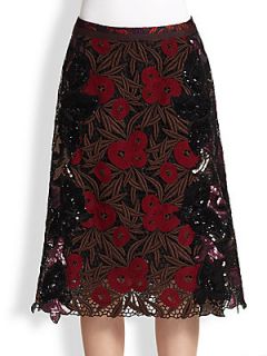 Marc Jacobs Lily Guipure Skirt   Burgundy Cocoa