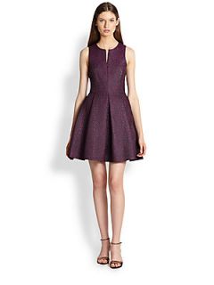Tibi Textured Zipper Dress   Purple