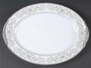 Noritake Westbrook 13 Oval Serving Platter, Fine China Dinnerware   Gray/Blue S