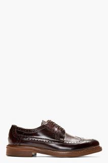 H By Hudson Burgundy Leather Callaghan Longwing Brogues