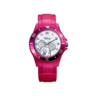 Disney Mickey Mouse Crystal Accent Pink Resin Watch, Womens