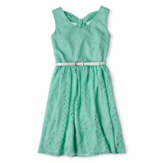 Disorderly Kids Perforated Chiffon Dress   Girls 6 16 and Plus, Mint (Green),