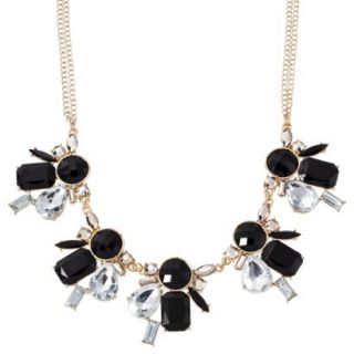 Short Statement Necklace with Multi Clusters Black   Gold/Clear
