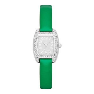 Womens Crystal Accent Mini Strap Watch, Green