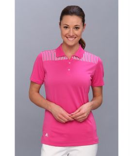 adidas Golf CLIMACHILL Engineered Print Polo 14 Womens Short Sleeve Pullover (Coral)