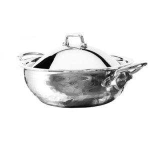 Mauviel Mellte Splayed Saute Pan w/ 1.7 qt Capacity & Dome Lid, Stainless