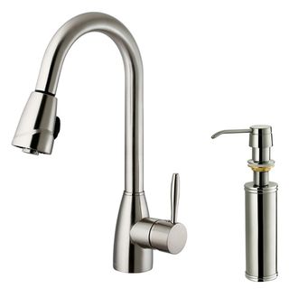 Single hole Vigo Stainless steel Pull out Spray Kitchen Faucet With Soap Dispenser