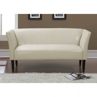 Marcella Creme Bonded Leather Bronze capped Legs Loveseat