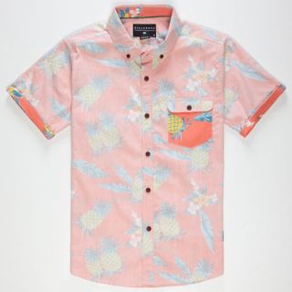 Pineapples Boys Shirt Coral In Sizes Medium, X Large, Small, Large Fo