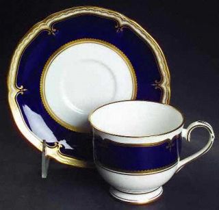 Royal Worcester Diplomat Footed Cup & Saucer Set, Fine China Dinnerware   Cobalt