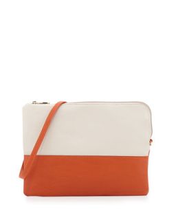 Manly Colorblock Pouch Bag, Orange/Beige