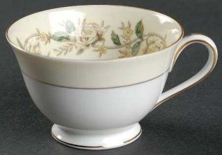 Noritake 5020 Footed Cup, Fine China Dinnerware   Yellow/White Floral Vine, Crea