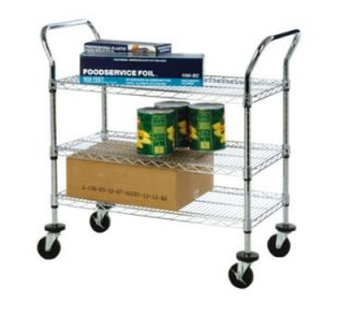 Focus 3 Shelf Utility Cart, Chromate, 4 in Casters, 24 x 36 x 37 in