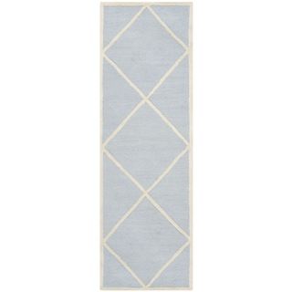 Safavieh Handmade Moroccan Cambridge Light Blue/ Ivory Wool/ Latex Rug (26 X 10)