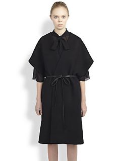 Saint Laurent Belted Wool & Angora Kimono Coat   Noir