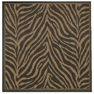 Recife Zebra Black Cocoa Square Rug (86 X 86) (BlackSecondary colors CocoaPattern ZebraTip We recommend the use of a non skid pad to keep the rug in place on smooth surfaces.All rug sizes are approximate. Due to the difference of monitor colors, some r