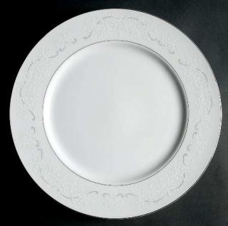 Delux Japan Florentine Dinner Plate, Fine China Dinnerware   White On White,Flow