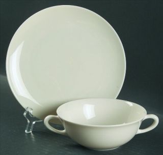 Lenox China Coupe Off White Flat Cream Soup Bowl & Dessert Plate/Saucer Set, Fin