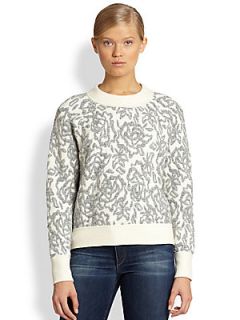 Rebecca Taylor Textured Floral Patterned Sweatshirt   Cream Combo