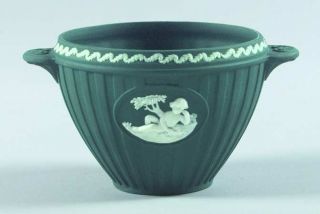 Wedgwood Cream Color On Spruce Green Jasperware Bacchus Bowl, Fine China Dinnerw