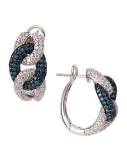 Diamond & Blue Irradiated Diamond Link Earrings