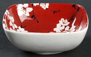 222 Fifth (PTS) Mia Blossoms Red (Soft Square) 4 All Purpose (Cereal) Bowl, Fin
