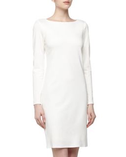 Long Sleeve Ponte Sheath Dress, Winter White