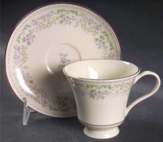 Pickard Morning Mist Footed Cup & Saucer Set, Fine China Dinnerware   Flowers &