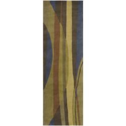 Hand tufted Contemporary Multi Colored Stripe Motley Wool Abstract Rug (26 X 8)