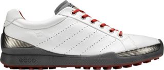 Mens ECCO Biom Hybrid   White/Brick Yak Leather Lace Up Shoes