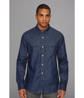 French Connection David Denim Shirt Mens Long Sleeve Button Up (Gray)