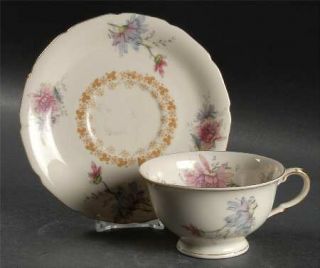 Black Knight Thelma Footed Cup & Saucer Set, Fine China Dinnerware   Pink/Purple