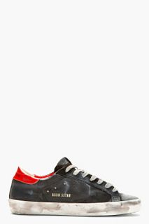 Golden Goose Black And Red Distressed Superstar Sneakers