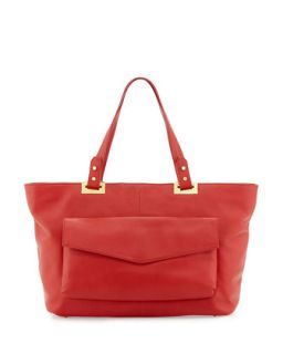 Abbey East West Leather Tote Bag, Rouge