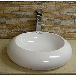 Stylish Vitreous china White Vessel Sink (WhiteType VesselMaterial CeramicPop up drain not includedDimensions width   19 inches height   5 1/2 inches depth   19 inches CeramicPop up drain not includedDimensions width   19 inches height   5 1/2 inches 