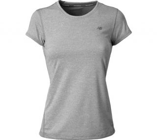 Womens New Balance Heathered Short Sleeve WRT2338   Athletic Grey Short Sleeve