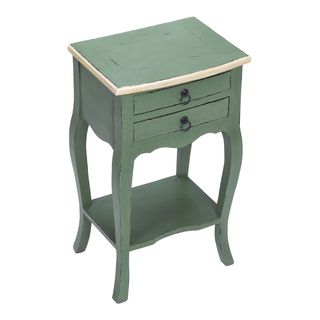 Distressed Sea Green Finish Accent Table With Vintage Cream Trim